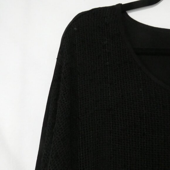 ADDITION ELLE | 2X | Black Long Sleeve Knit Front Shirt W/ Sequins | Solid Back - Picture 3 of 13
